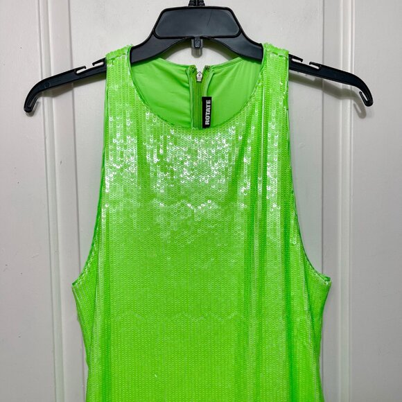 New ROTATE Sleeveless Sequin-embellished Cocktail minidress in Green Size 12 - Picture 8 of 16
